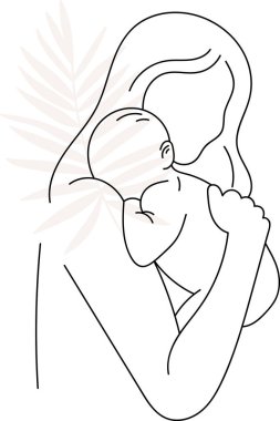 Anne Tutuşu Bebek Hattı Sanat Vektörü İllüstrasyonu