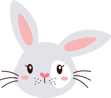 Tavşan Hayvanı Yüz Vektörü İllüstrasyonu