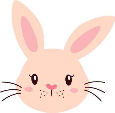 Tavşan Hayvanı Yüz Vektörü İllüstrasyonu