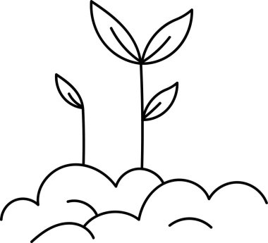 Garden Sprout Bitkileri Ana Hattı Vektör Çizimi