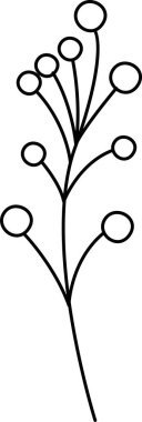 Çilekli Şube Taslak Vektör İllüstrasyonu