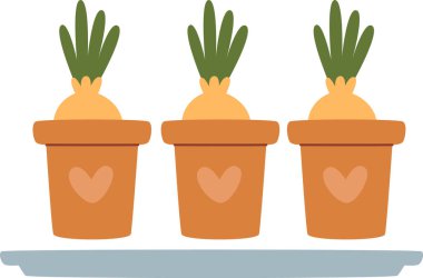 Filizlenmiş Saksılar Vektör İllüstrasyonu