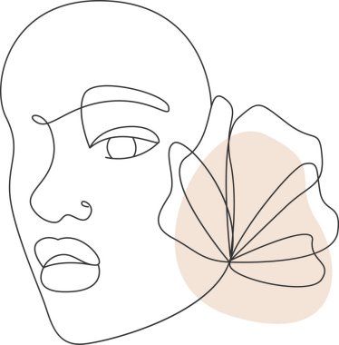 Çiçek Çizgisi Resim Gösterimi ile Kadın Yüzü