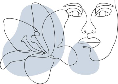 Çiçek Çizgisi Resim Gösterimi ile Kadın Yüzü