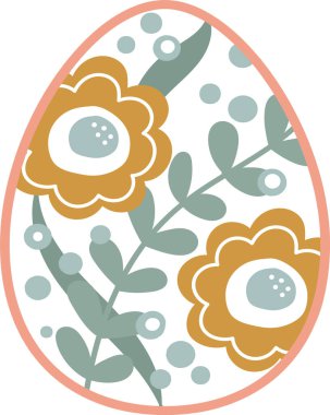 Çiçek desenli Paskalya Yumurtası Vektör İllüstrasyonu