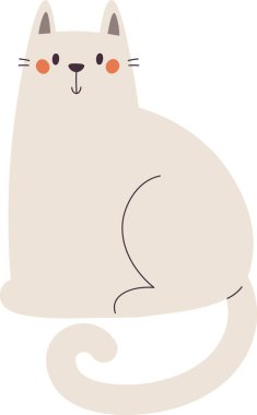 Kedi Oturan Hayvan Vektörü İllüstrasyonu