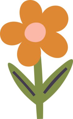 Çiçek Bitkisi Simgesi Vektör İllüstrasyonu