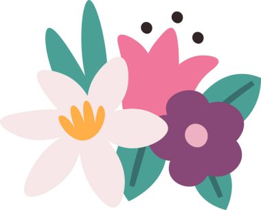 Yaprak Süsleme Vektörü İllüstrasyonlu Çiçekler