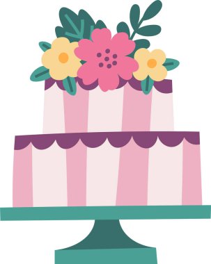 Standart Vektör Resiminde Çiçekli Kek