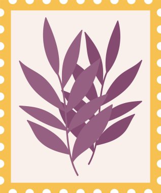 Yaprak Vektörü İllüstrasyonlu Posta Damgası