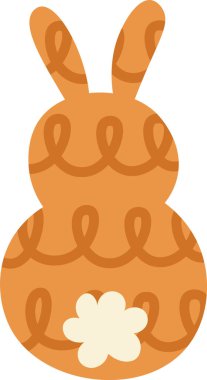 Çizgili Desen Vektör İllüstrasyonlu Tavşan Silueti