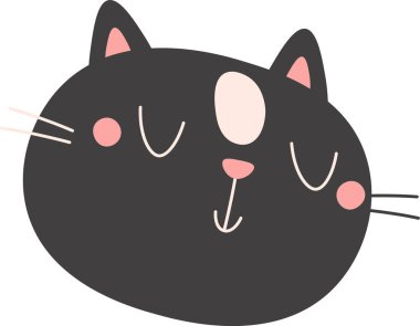 Kedi Hayvanı Yüzü Uyuyan Vektör Çizimi