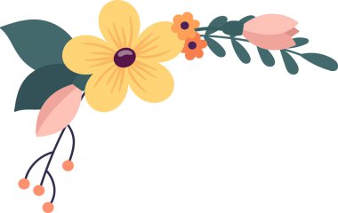 Çiçek Yuvarlak Çerçeve Vektörü İllüstrasyonu