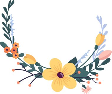 Çiçek Yuvarlak Çerçeve Vektörü İllüstrasyonu