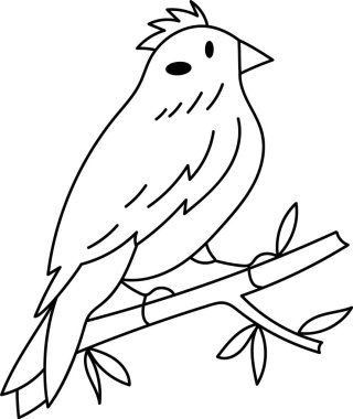 Daldaki Kuş Doodle Vektör İllüstrasyonu