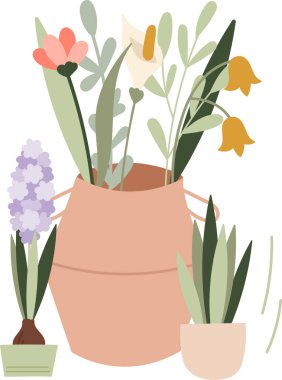 Bahar Çiçekleri Bahçe Vektörü İllüstrasyonu