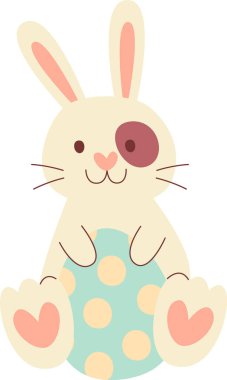 Paskalya Yumurtası Vektörü İllüstrasyonlu Tavşan