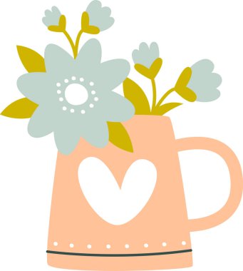 Bahar Çiçekleri Vektör İllüstrasyonlu Kupa