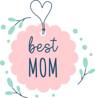 En İyi Anne Çiçek Etiketi Vektör İllüstrasyonu