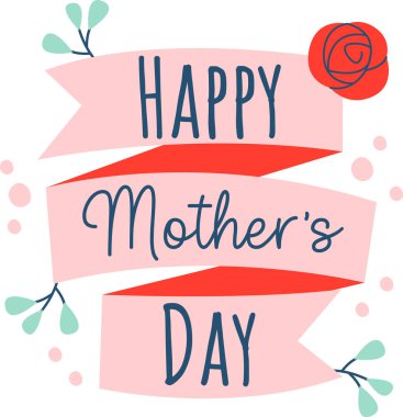 Mutlu Anneler Günü Çiçek Etiketi Vektör İllüstrasyonu