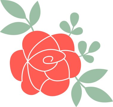 Yaprak Vektörü İllüstrasyonlu Gül