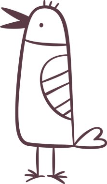 Kuş Duruşu Doodle Vektör İllüstrasyonu
