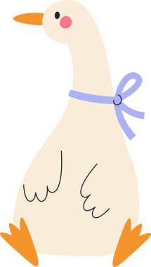 Oturan Kaz Kuş Vektörü İllüstrasyonu