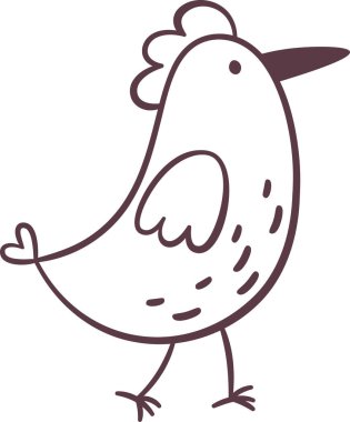 Kuş Yürüyen Doodle Vektör İllüstrasyonu