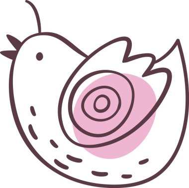 Kuş Komik Doodle Vektör İllüstrasyonu