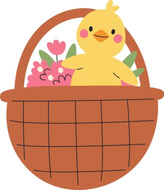 Piliç Vektör İllüstrasyonlu Sepet