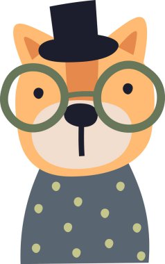 Moda Elbiseli Köpek Vektör İllüstrasyonu