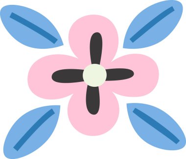 Yaprak Vektörü İllüstrasyonlu Karikatür Çiçeği