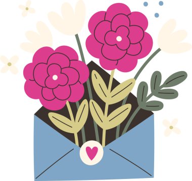 Çiçek Vektörü İllüstrasyonlu Zarf