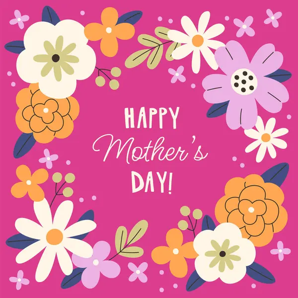 Anneler Günü Çiçek Kartı Vektör İllüstrasyonu