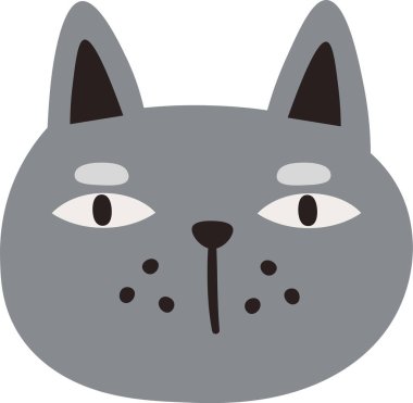 Kedi Yüzlü Portre Vektörü İllüstrasyonu