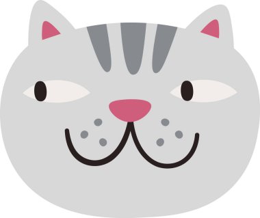 Kedi Yüzlü Portre Vektörü İllüstrasyonu