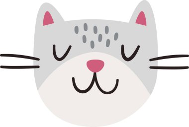 Kedi Yüzlü Portre Vektörü İllüstrasyonu