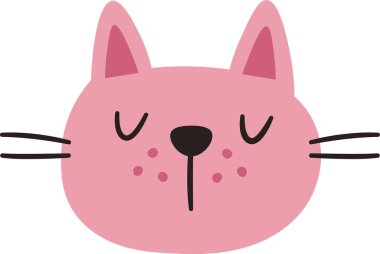 Kedi Yüzlü Portre Vektörü İllüstrasyonu