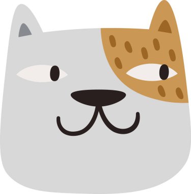 Kedi Yüzlü Portre Vektörü İllüstrasyonu