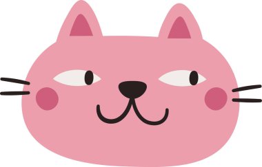 Kedi Yüzlü Portre Vektörü İllüstrasyonu