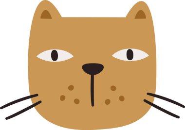 Kedi Yüzlü Portre Vektörü İllüstrasyonu