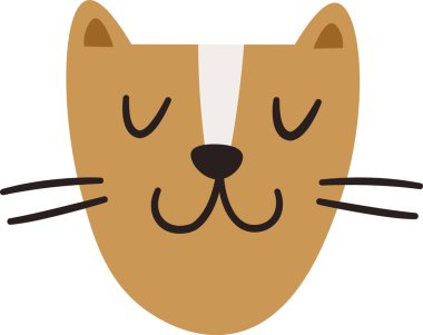 Kedi Yüzlü Portre Vektörü İllüstrasyonu