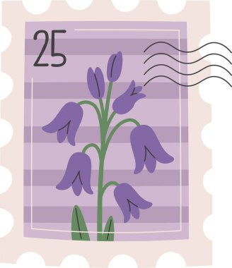 Çiçekli Damga Vektör İllüstrasyonu