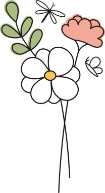 Çiçek Buketi Özet Vektör İllüstrasyonu