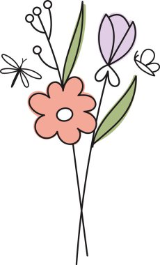 Çiçek Buketi Özet Vektör İllüstrasyonu
