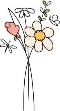 Çiçek Buketi Özet Vektör İllüstrasyonu