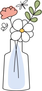 Çiçeklerle dolu vazo Özet Vektör ResmiComment