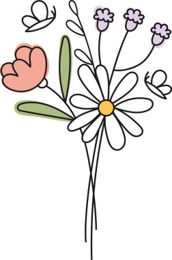 Çiçek Buketi Özet Vektör İllüstrasyonu
