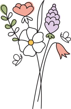 Çiçek Buketi Özet Vektör İllüstrasyonu