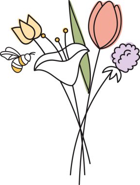 Çiçek Buketi Özet Vektör İllüstrasyonu